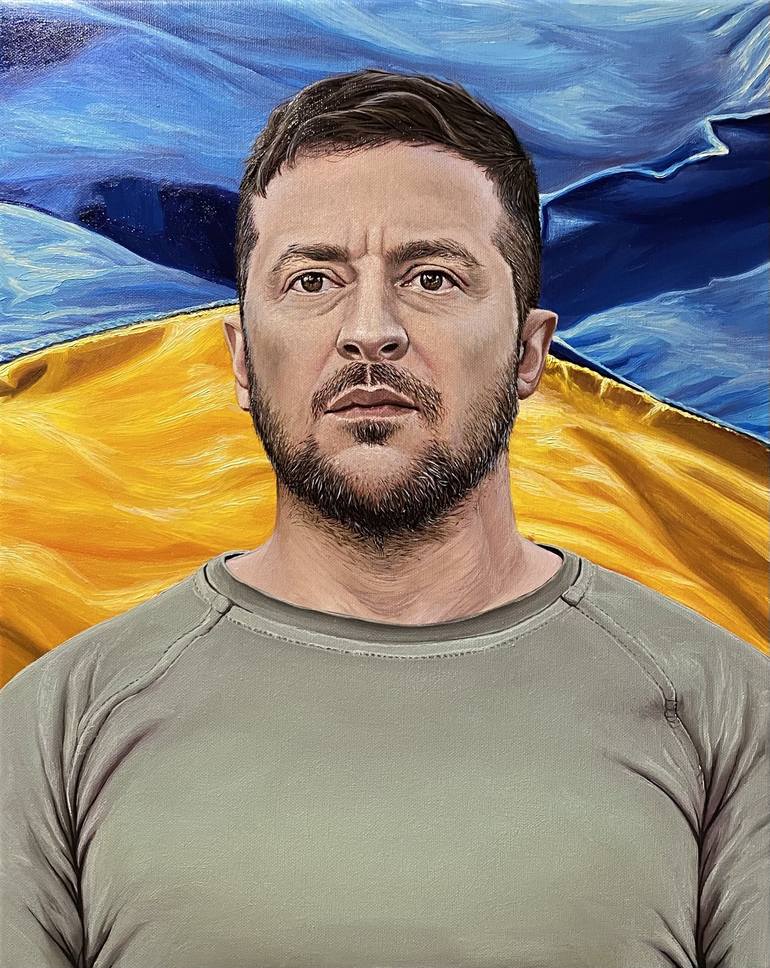 President Volodymyr Zelensky Painting by Olena Dmytrenko | Saatchi Art