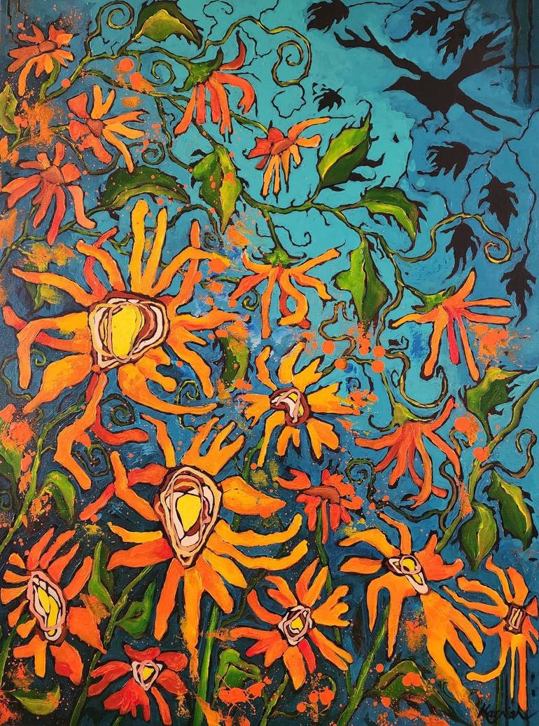 Sunshine in Flight - Large Artwork Original Painting by karnish art