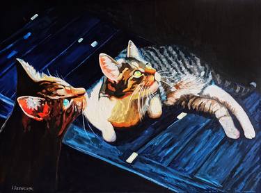 Print of Cats Paintings by Izabela Szewczyk-Martin