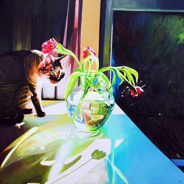 Original Expressionism Cats Paintings by Izabela Szewczyk-Martin