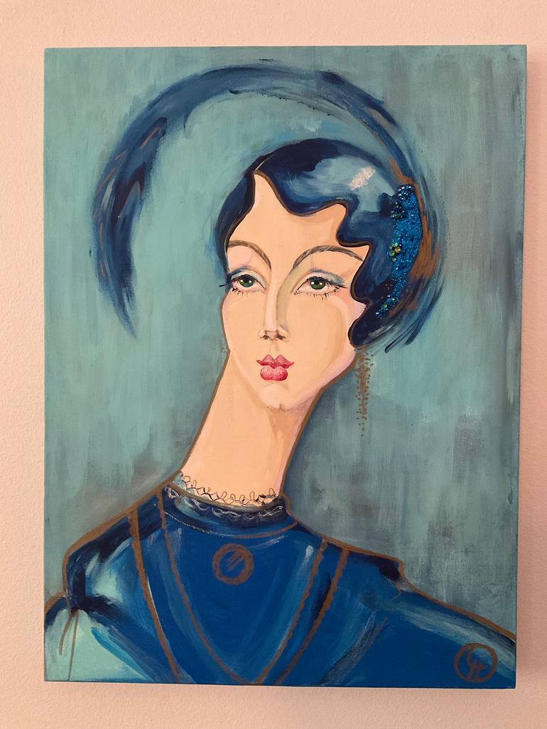Original Art Deco Fashion Painting by Love Haskins