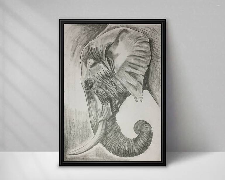 Original Art Deco Animal Drawing by Nipuna Nawshan