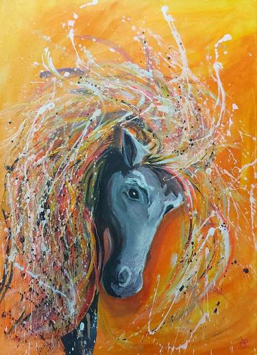 Original Abstract Expressionism Horse Paintings by adina sisca