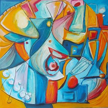 Original Abstract Expressionism Geometric Painting by adina sisca