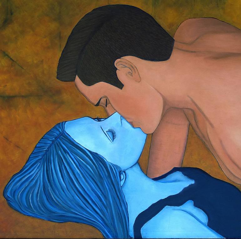 Original Figurative, Pop Art, Fine Art, Realism, Illustration Love Painting by Carlos Almor