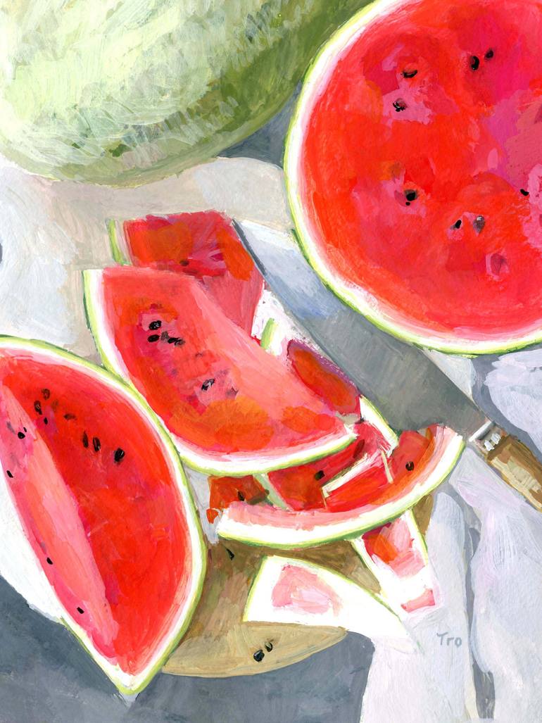 Original Painting watermelons by Mexican artist Heber Banda. Signed & dated 97