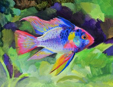 Original Illustration Fish Paintings by Elena Tronina
