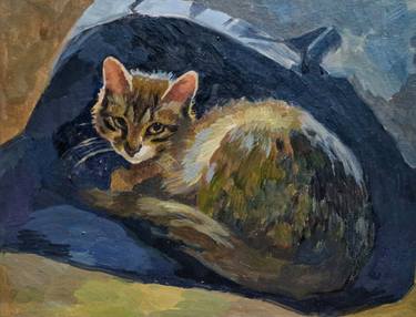 Original Illustration Cats Paintings by Elena Tronina