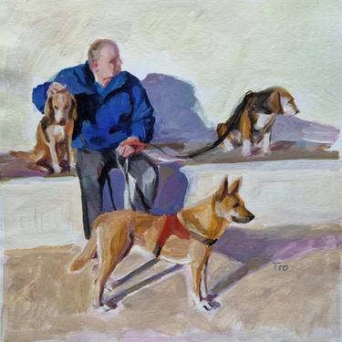 Original Illustration Dogs Paintings by Elena Tronina