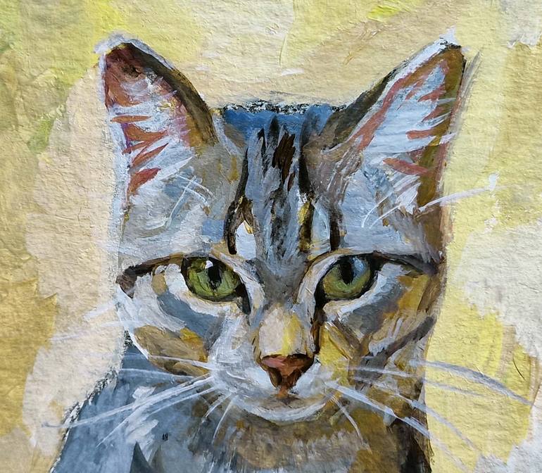 Original Illustration Cats Painting by Elena Tronina