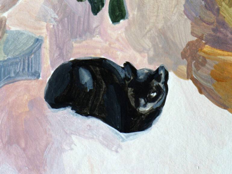 Original Impressionism Cats Painting by Elena Tronina