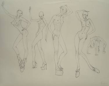 Original Realism Nude Drawings by Carlo Grassini