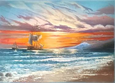 Print of Fine Art Seascape Paintings by Artem Kolesnikov