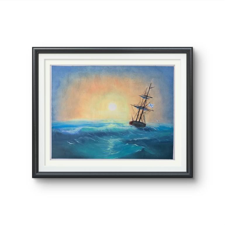 Original Romanticism Seascape Painting by Artem Kolesnikov