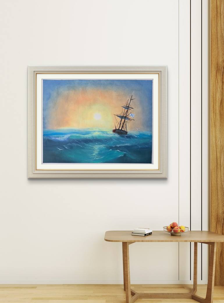 Original Romanticism Seascape Painting by Artem Kolesnikov