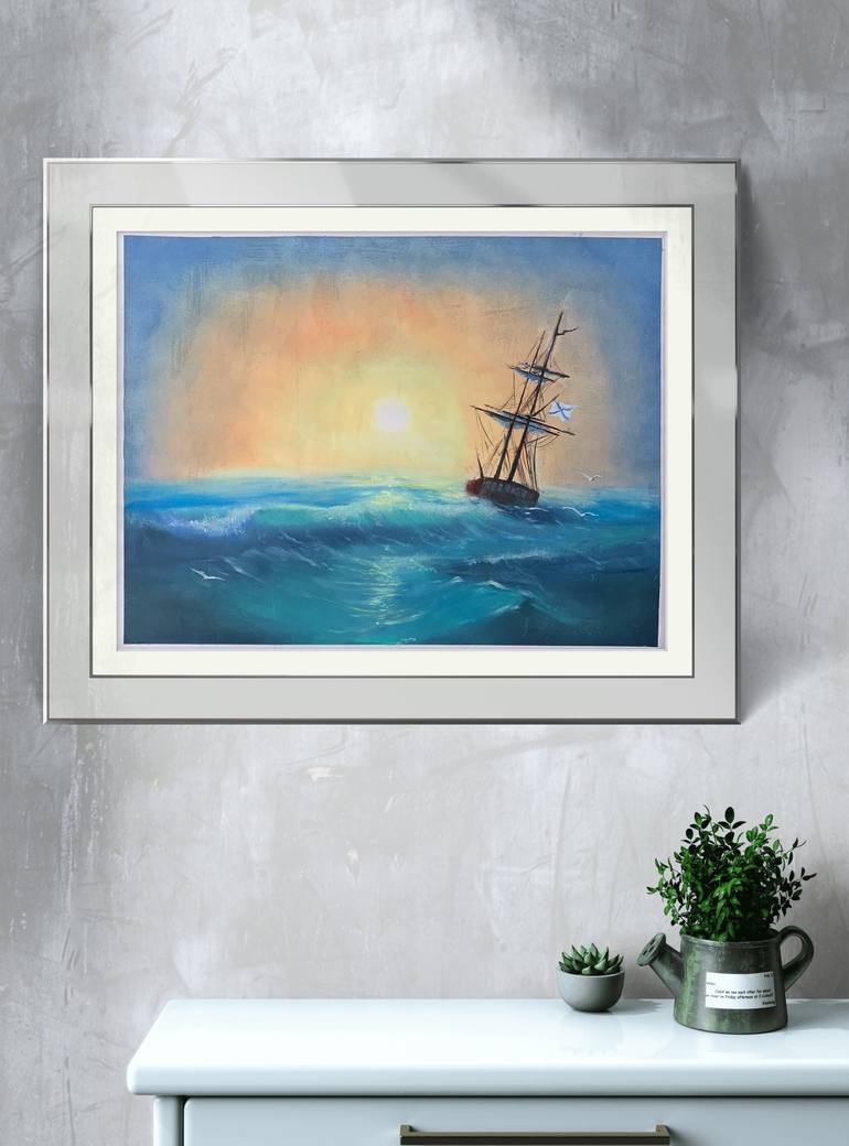 Original Romanticism Seascape Painting by Artem Kolesnikov