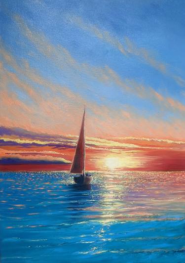 Original Classicism Boat Painting by Artem Kolesnikov