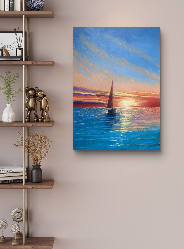 Original Classicism Boat Painting by Artem Kolesnikov