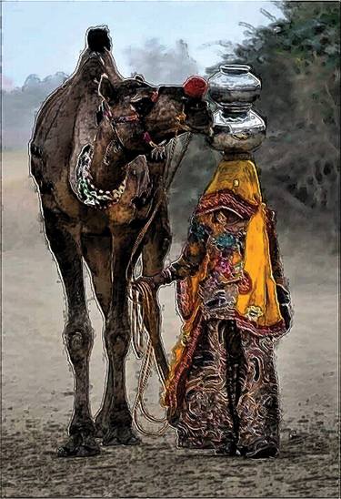 Village Woman with Camel thumb
