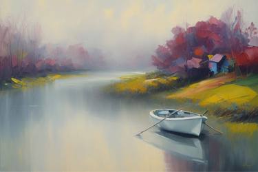 Print of Boat Paintings by Faisal Shah