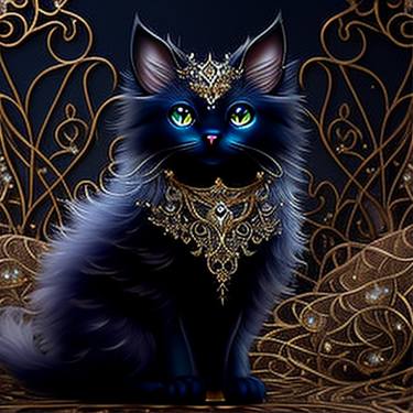 Black Cat Wearing Jewels thumb
