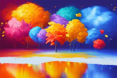 Colorful Trees Art Print thumb