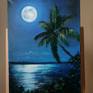 Full Moon on the Beach, 2022 Painting by Olga Bazanova | Saatchi Art