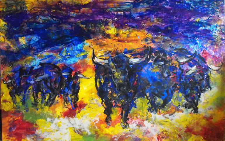 Stampede Painting by Koro Arandia | Saatchi Art