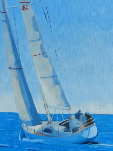 Original Figurative Boat Paintings by Jacki Welch