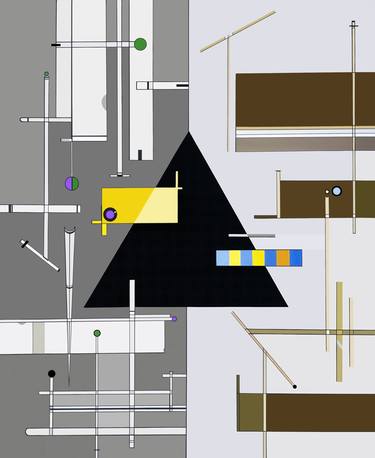Original Abstract Geometric Paintings by A O