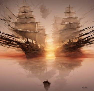 Print of Surrealism Ship Digital by The Poor Starving Artist