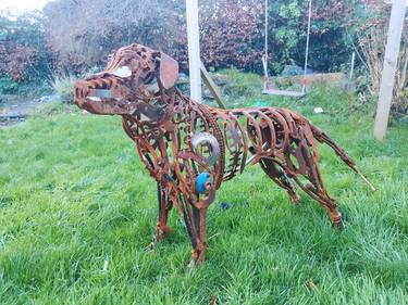 Original Figurative Dogs Sculpture by Myles Mansfield