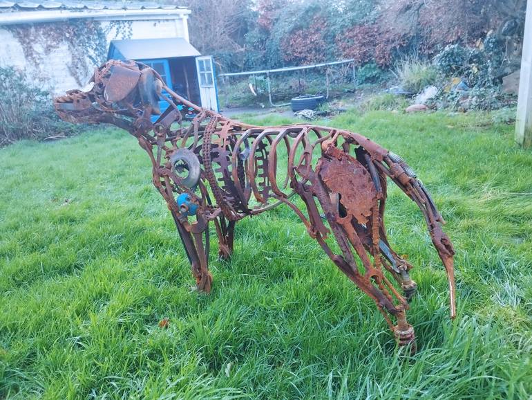 Original Figurative Dogs Sculpture by Myles Mansfield