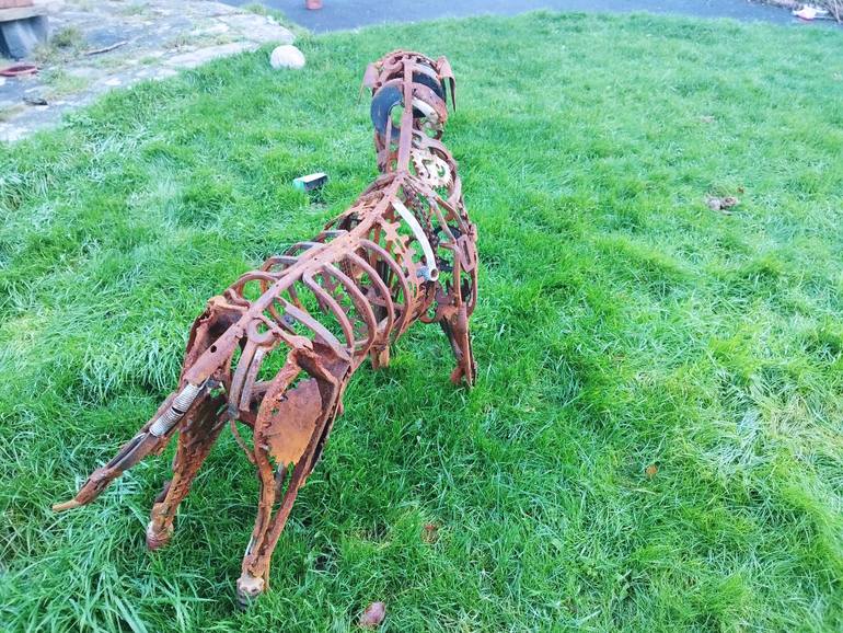 Original Figurative Dogs Sculpture by Myles Mansfield
