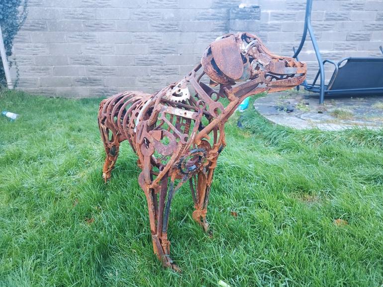 Original Figurative Dogs Sculpture by Myles Mansfield