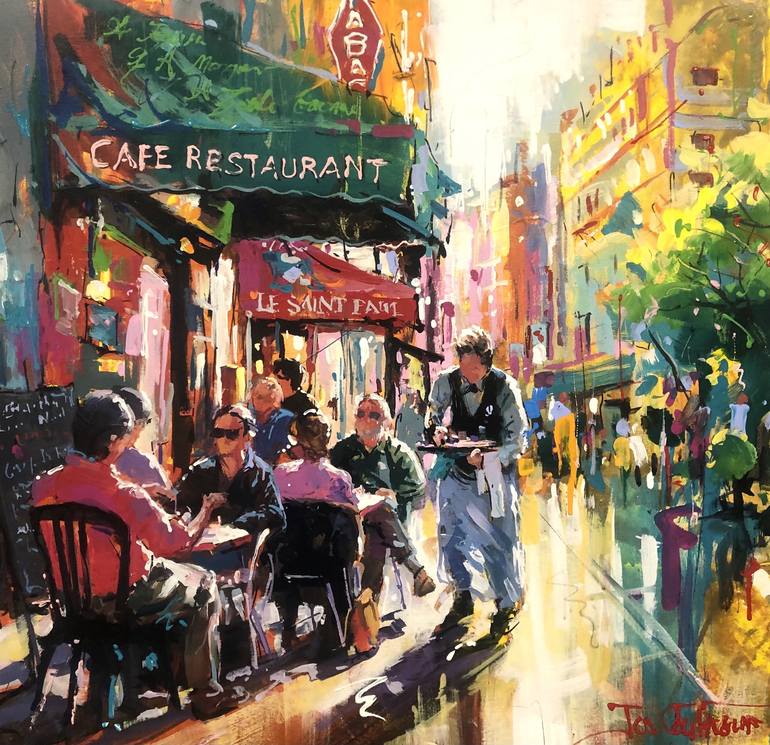 French Cafe Paris Painting by Jos Coufreur Saatchi Art