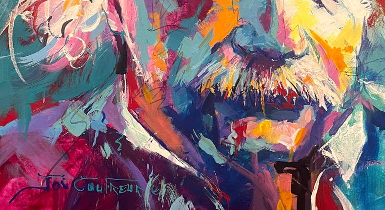 Original Abstract People Painting by Jos Coufreur