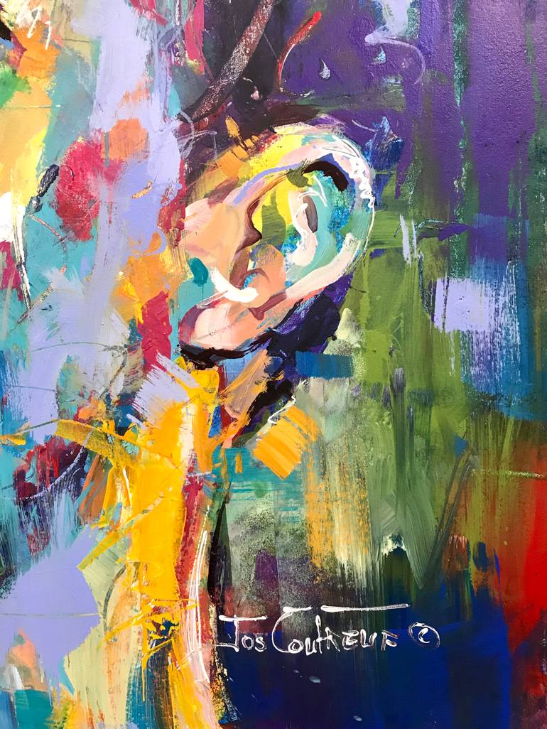 Original Abstract People Painting by Jos Coufreur