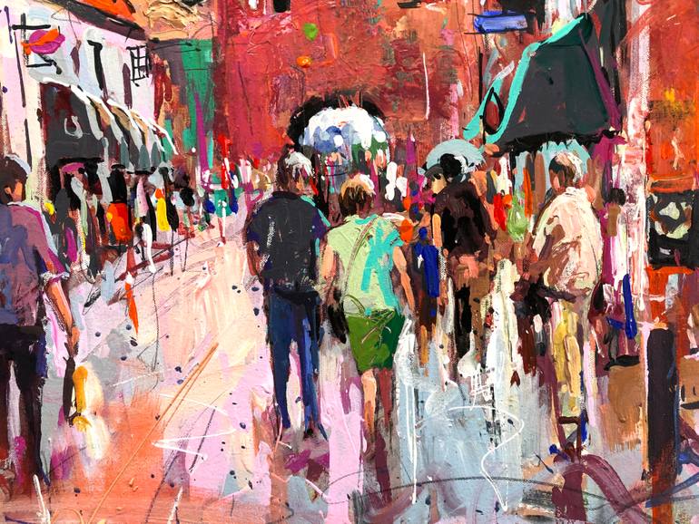 Original Abstract Cities Painting by Jos Coufreur