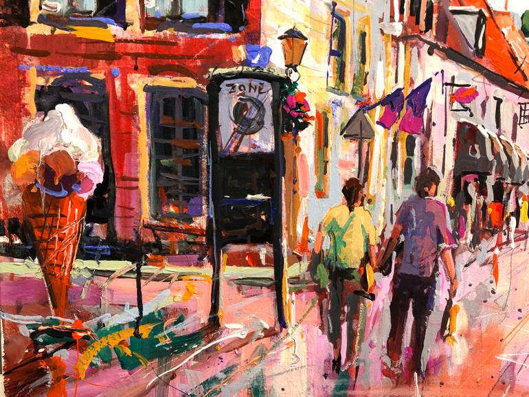 Original Abstract Cities Painting by Jos Coufreur