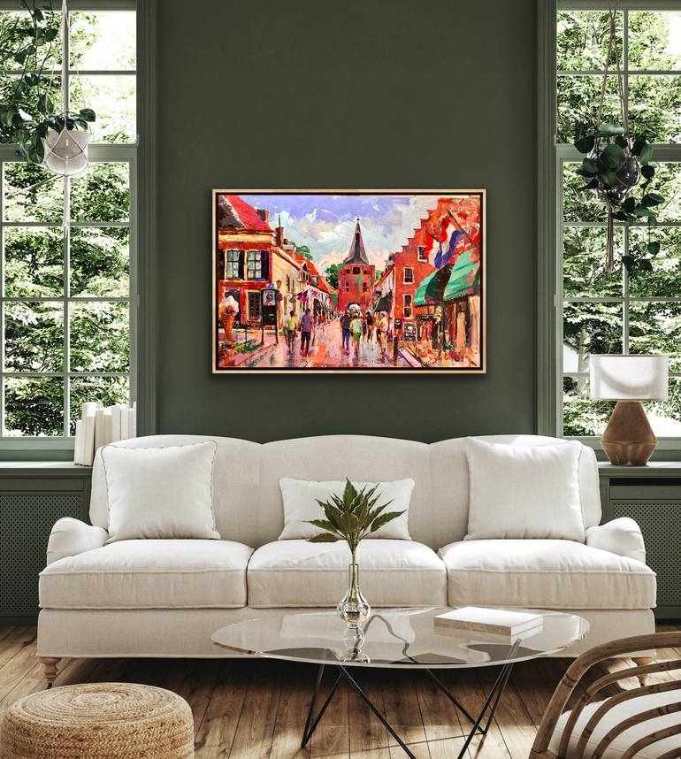 Original Abstract Cities Painting by Jos Coufreur