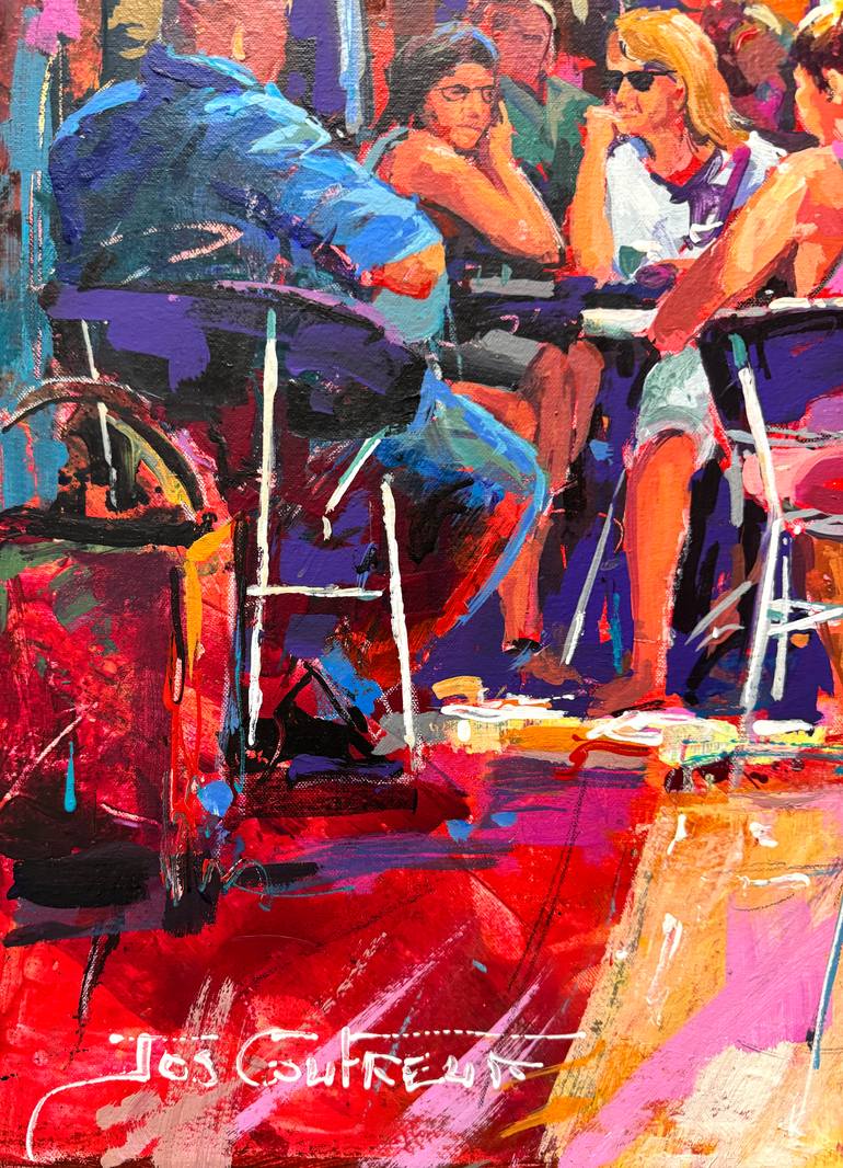 Original Abstract Cities Painting by Jos Coufreur