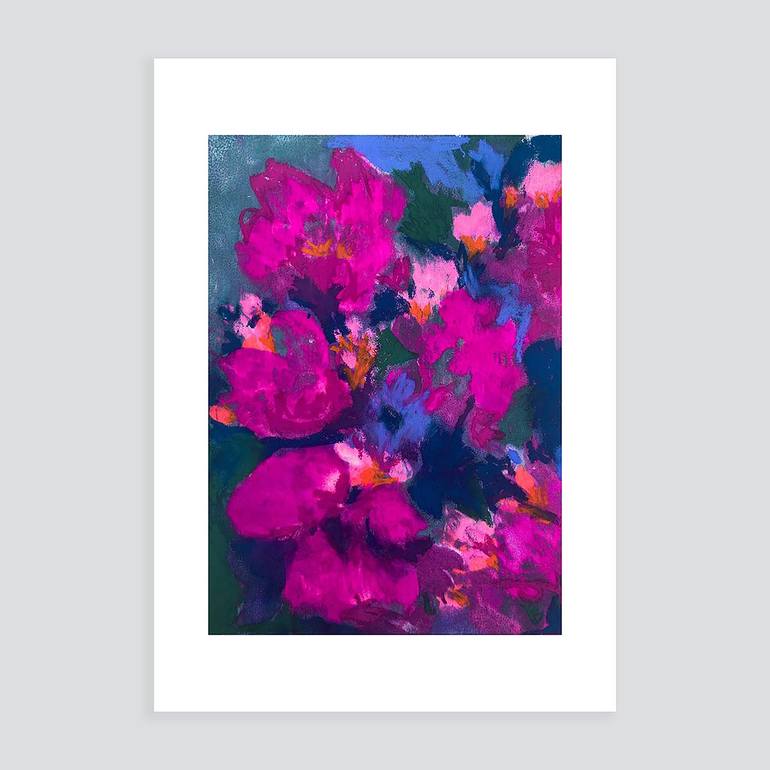 Original Abstract Floral Mixed Media by Marie Devaux