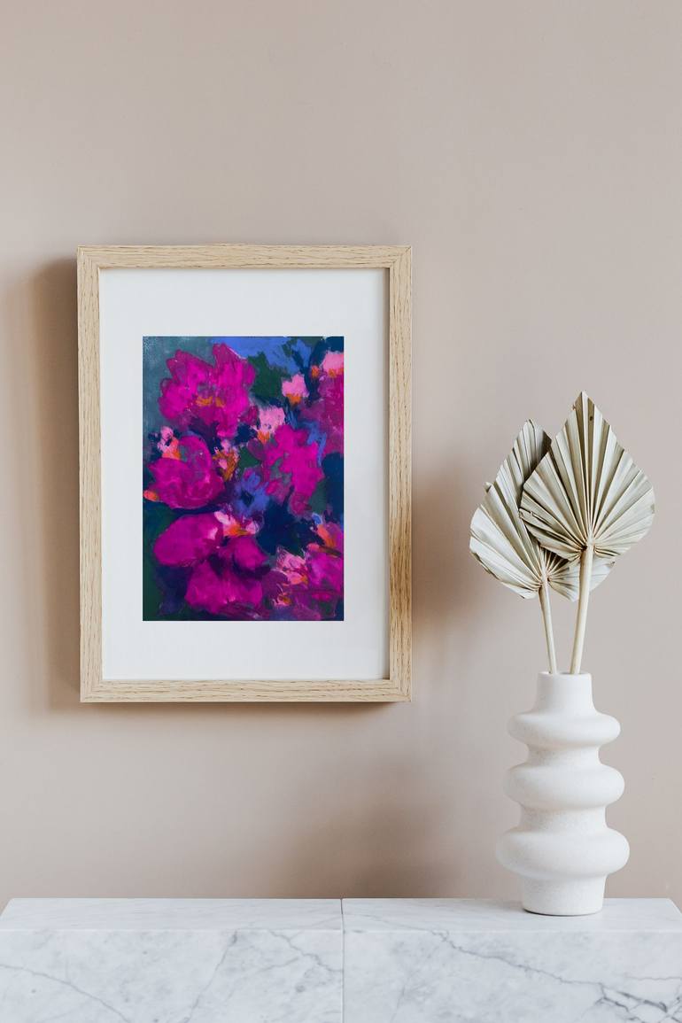 Original Abstract Floral Mixed Media by Marie Devaux