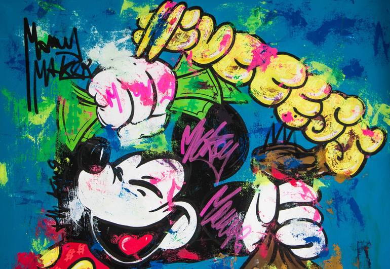 Neon Love Mickey Mouse F.U. Series by Carlos Pun (2020) : Painting