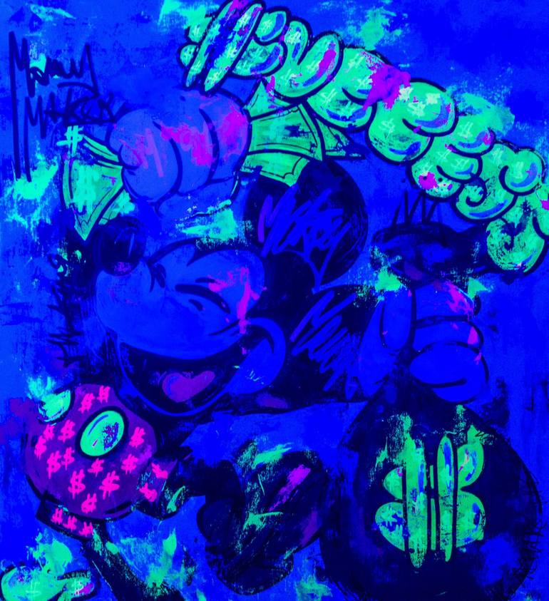 Neon Love Mickey Mouse F.U. Series by Carlos Pun (2020) : Painting