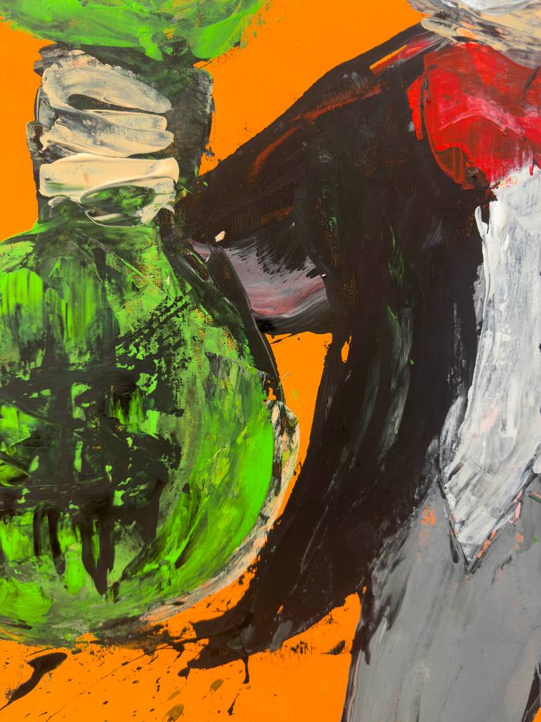 Mr Monopoly over orange abstract expresionism Painting by Carlos Pun |  Saatchi Art India