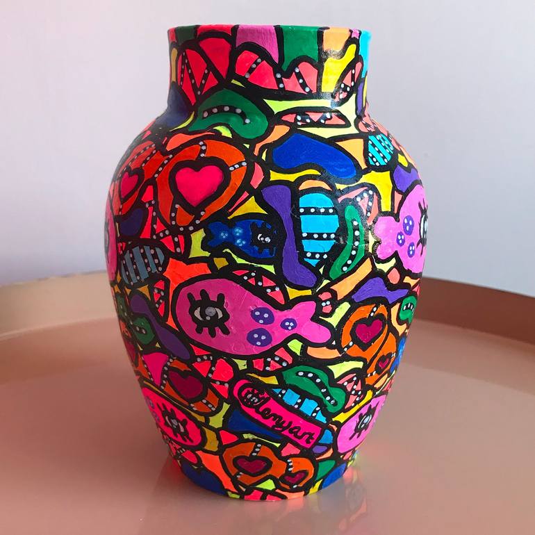 Original Pop Art Fish Sculpture by Clemyart Artiste