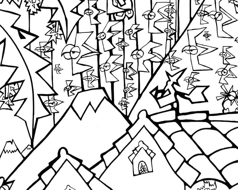 Original Black & White Nature Painting by Andrés García