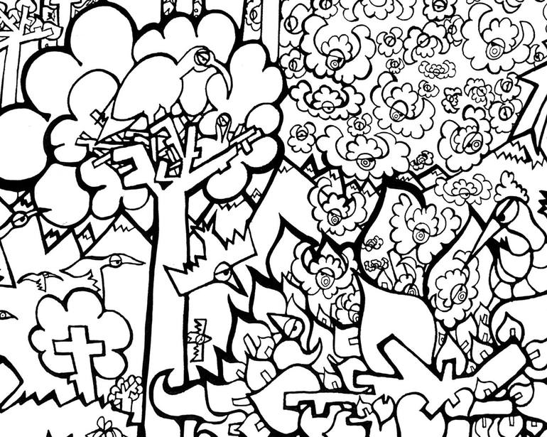 Original Black & White Nature Painting by Andrés García